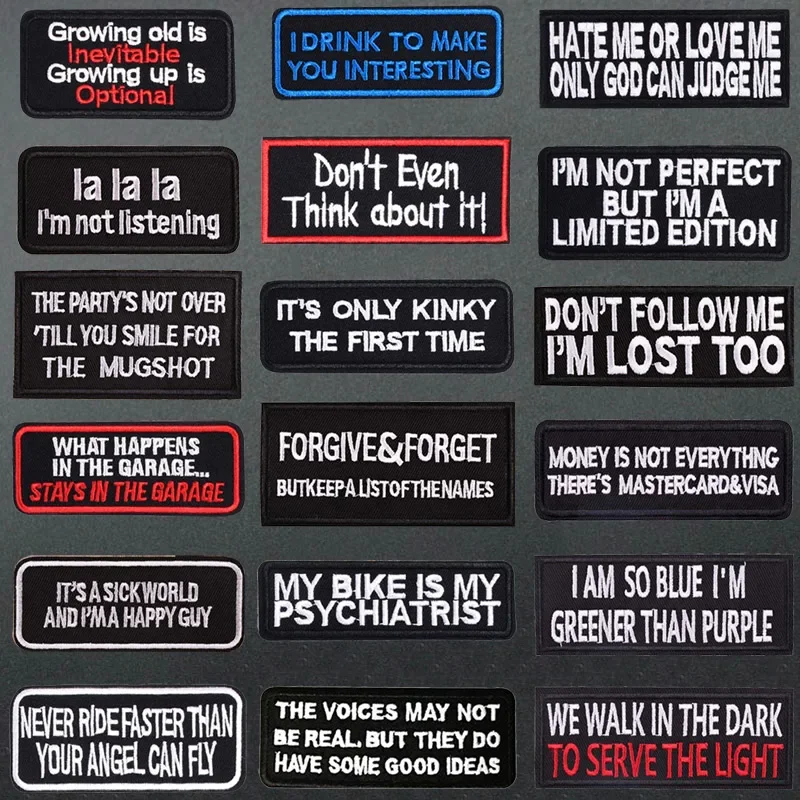 Photography Quotes - Czarny biały angielski alfabet Slogan łaty